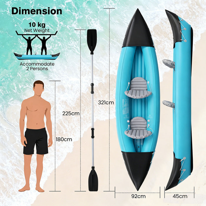 Heavy Duty Tandem Touring Kayak with Aluminum Paddles and Fin-