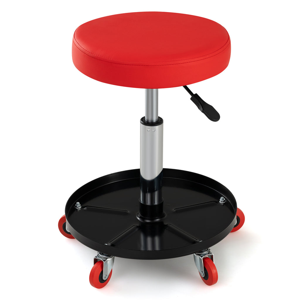 Height Adjustable Mechanic Stool with Wheels and Storage for Garage-