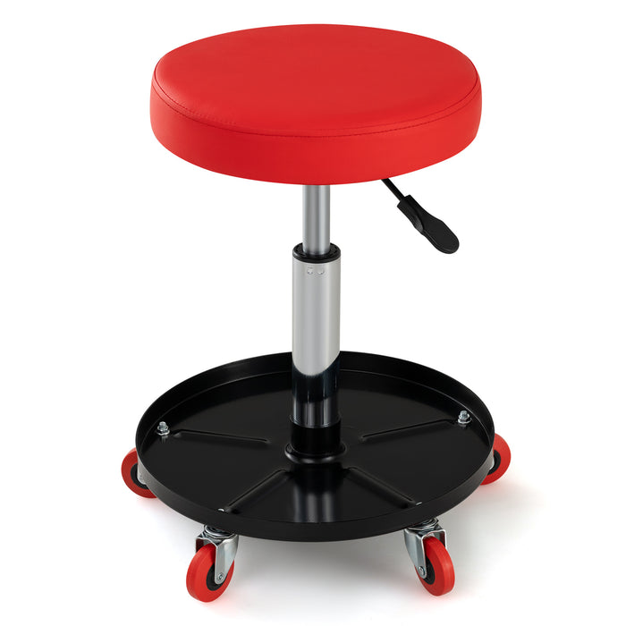 Height Adjustable Mechanic Stool with Wheels and Storage for Garage-