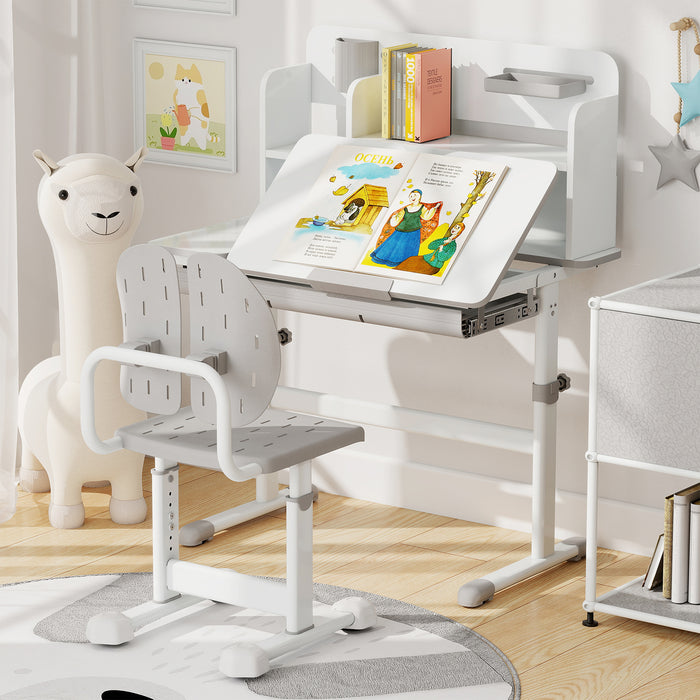 Height-adjustable Kid’s Desk Chair with Double Back Support and Breathable Seat-