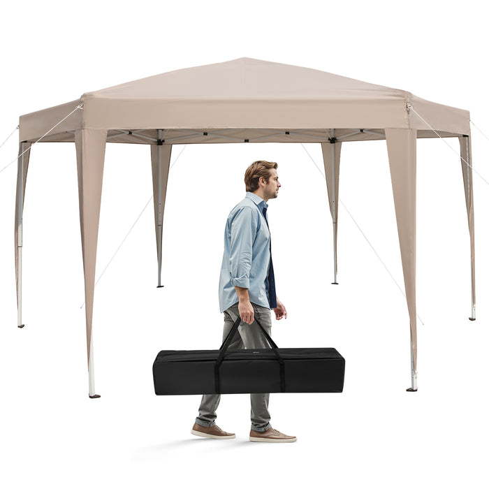 400 x 348 cm Hexagonal Pop-Up Canopy Tent with Dressed Legs-