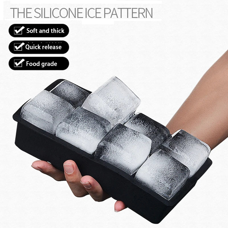 Silicone Ice Tray Mold - Large Food Grade with 4/6/8/15 Grid Options for Giant Big Ice Cubes - Perfect for DIY Ice Maker Enthusiasts and Jumbo Ice Cube Lovers