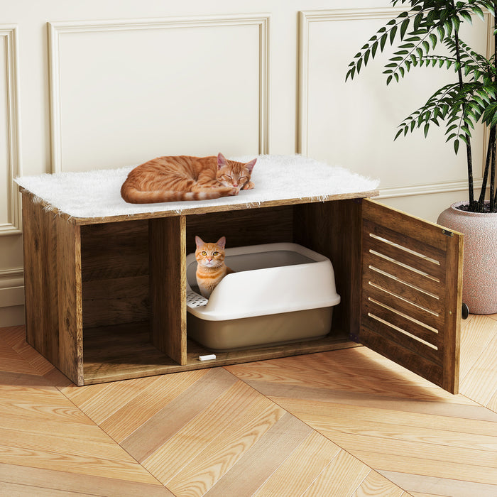Cat Litter Box Enclosure Hidden Cat Washroom with Winding Entry-