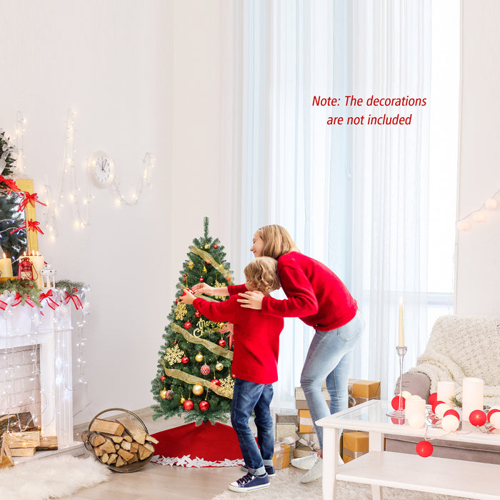 135 cm Hinged Pre-Lit Artificial Christmas Tree with 160 Warm White LED Lights-180 cm