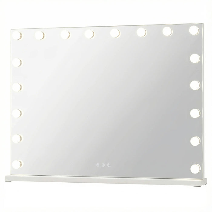 Hollywood Vanity Mirror with 3 Light Colors and Adjustable Brightness-White-