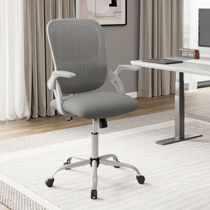 Home Office Chair Ergonomic Breathable Mesh Chair with Flip Up Armrests and Back Storage Space-