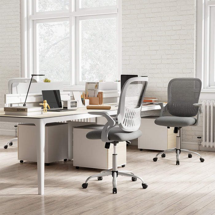 Home Office Chair Ergonomic Breathable Mesh Chair with Flip Up Armrests and Back Storage Space-