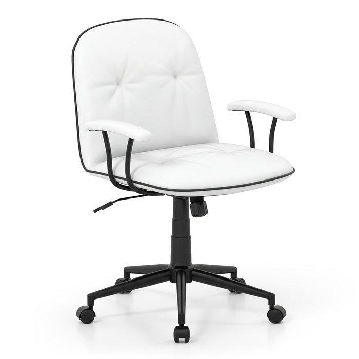 Home Office Desk Chair PU Leather Makeup Vanity Chair with Adjustable Height and Rocking Function-