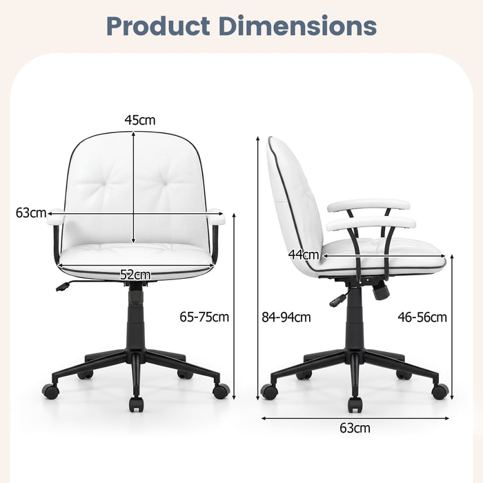 Home Office Desk Chair PU Leather Makeup Vanity Chair with Adjustable Height and Rocking Function-
