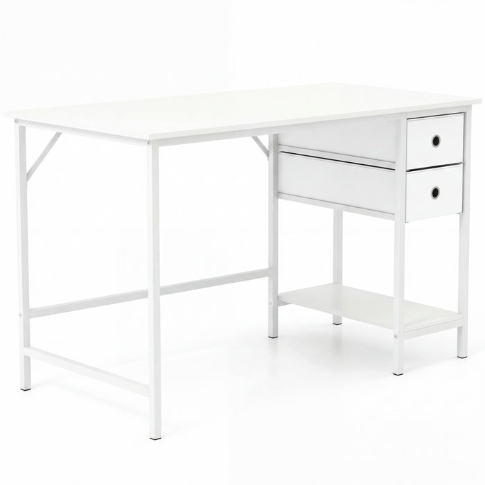 Home Office Desk Modern Computer Workstation with 2 Foldable Fabric Drawers-