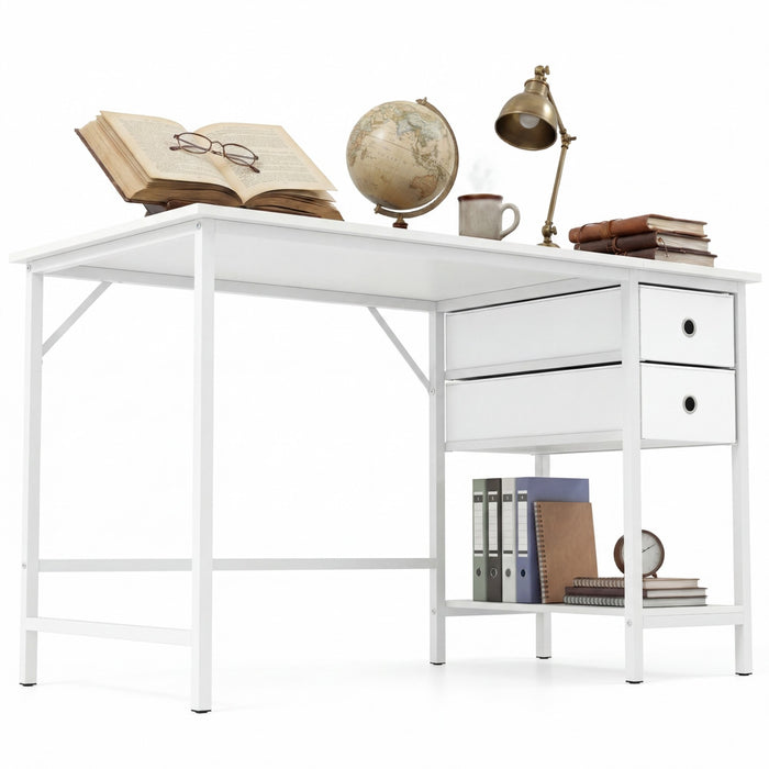 Home Office Desk Modern Computer Workstation with 2 Foldable Fabric Drawers-