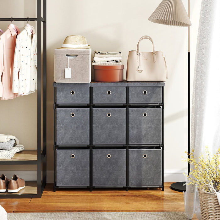 Chest of 6/9 Drawers Home Metal Frame Storage Organizer Unit-Grey-S
