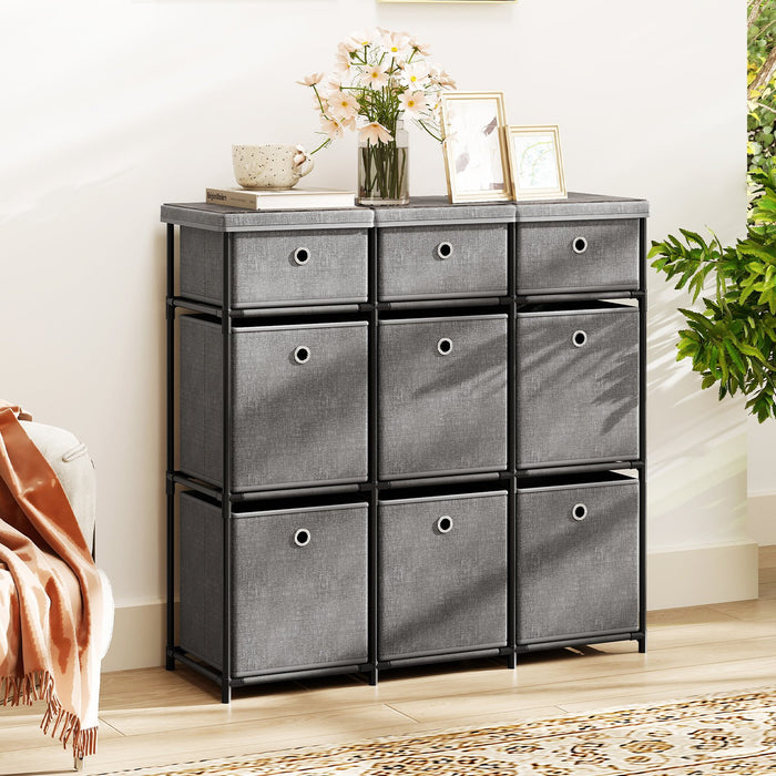 Chest of 6/9 Drawers Home Metal Frame Storage Organizer Unit-Grey-S