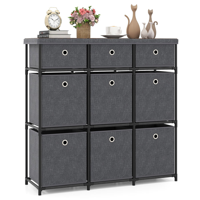 Chest of 6/9 Drawers Home Metal Frame Storage Organizer Unit-Grey-S