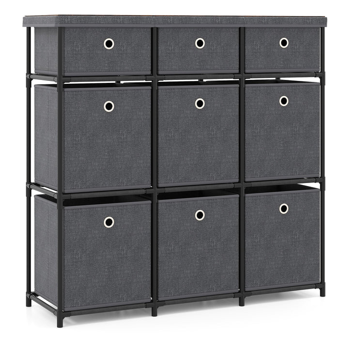 Chest of 6/9 Drawers Home Metal Frame Storage Organizer Unit-Grey-S