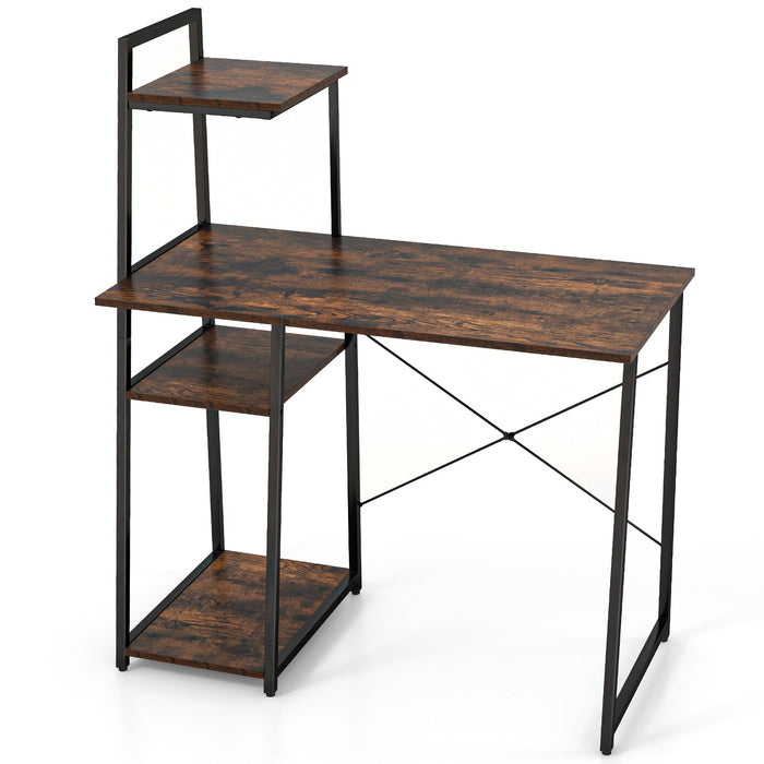Home Office Desk with Bookshelf and Host Stand-
