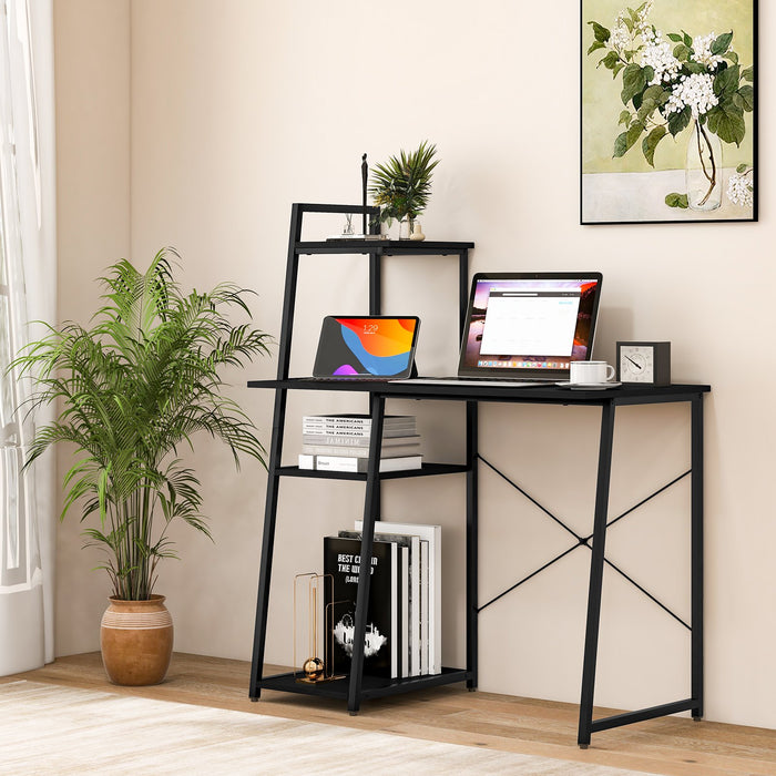 Home Office Desk with Bookshelf and Host Stand-