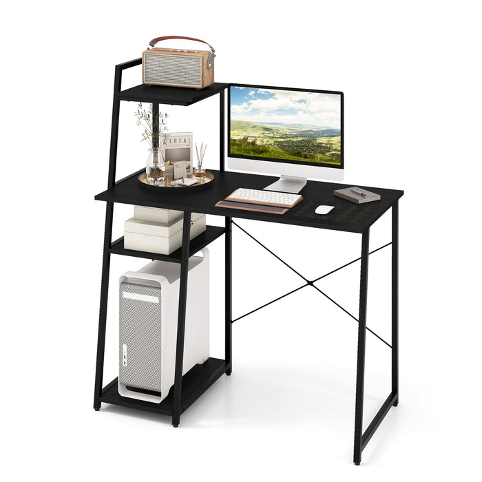 Home Office Desk with Bookshelf and Host Stand-