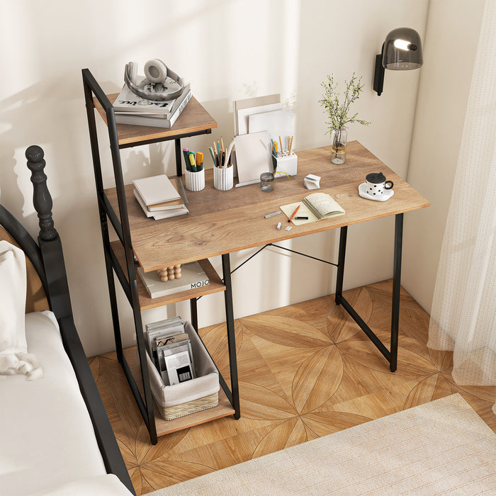 Home Office Desk with Bookshelf and Host Stand-