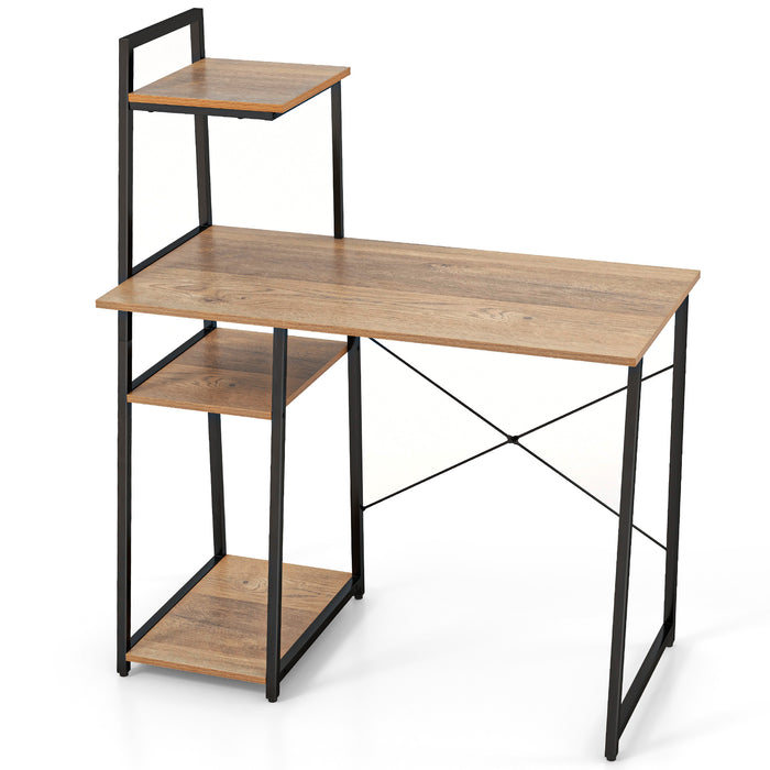 Home Office Desk with Bookshelf and Host Stand-