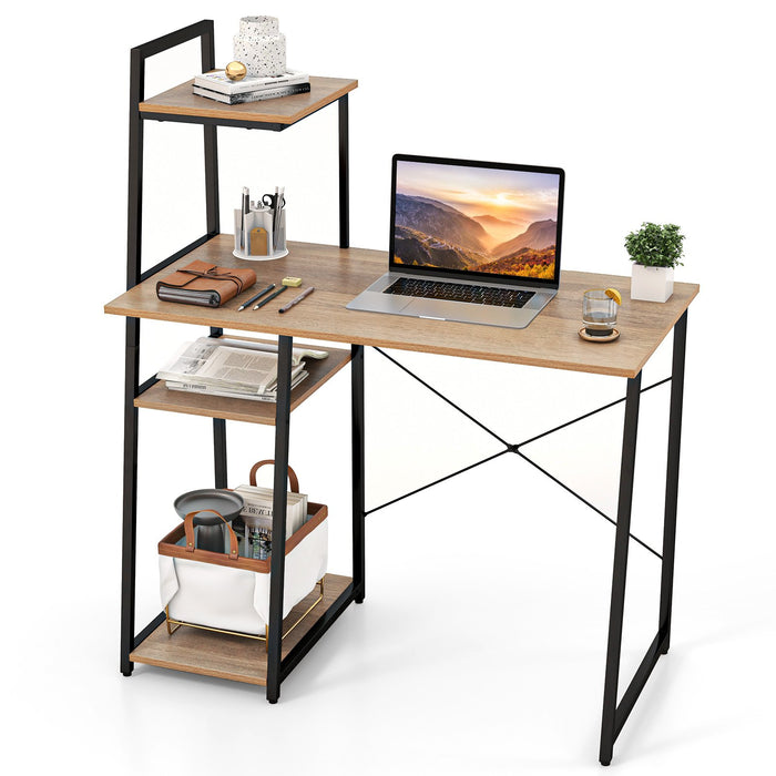 Home Office Desk with Bookshelf and Host Stand-