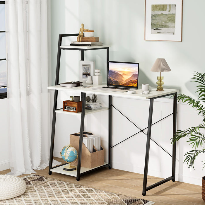 Home Office Desk with Bookshelf and Host Stand-