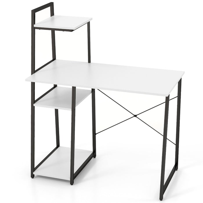 Home Office Desk with Bookshelf and Host Stand-