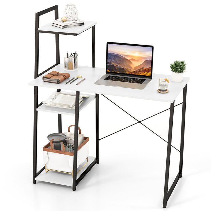 Home Office Desk with Bookshelf and Host Stand-