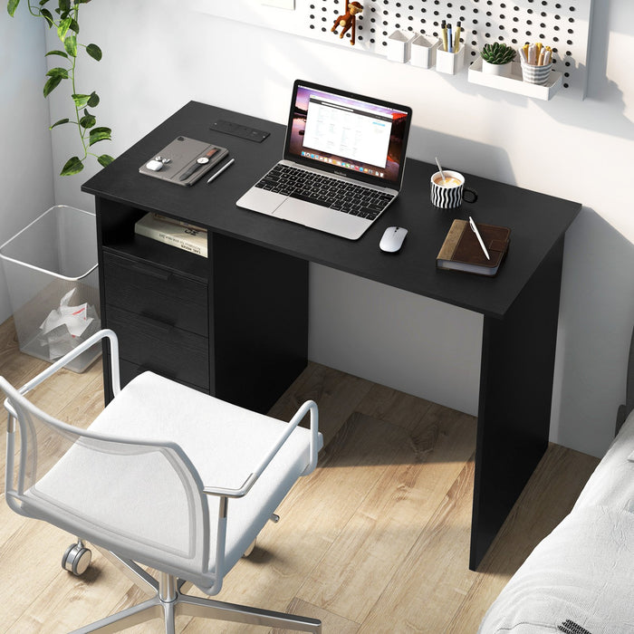 Office Desk with Built-in Power Outlet and 3 Storage Drawers - Ideal Workspace Solution for Home Office Environment - Perfect Solution for Cleaner, Organized Working Space