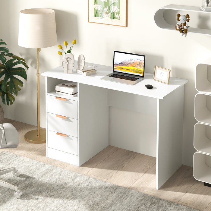 Office Desk with Built-in Power Outlet and 3 Storage Drawers - Ideal Workspace Solution for Home Office Environment - Perfect Solution for Cleaner, Organized Working Space