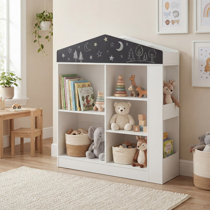 House Shaped Toy Storage Organizer with Compartments and Anti-toppling Kits-
