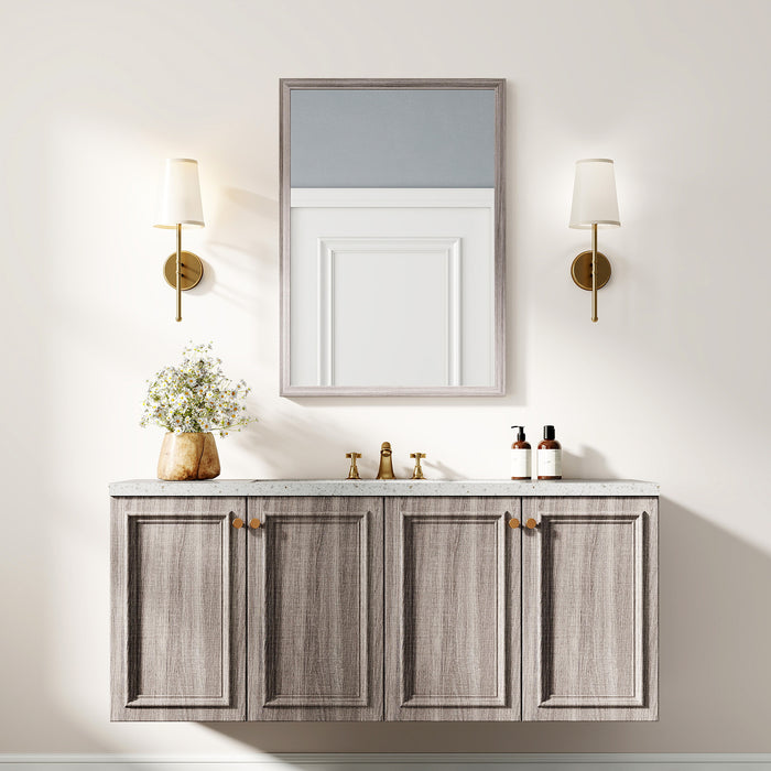 HOMCOM Wall Bathroom Mirror, 50 x 70 cm Wall-Mounted Mirror for Living Room, Bedroom, Hallway, Grey