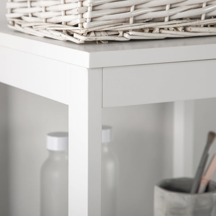 HOMCOM Narrow Floor Cabinet, Bathroom Cabinet with 3 Drawers and 2 Open Shelves, 30W x 30D x 141.6Hcm, White