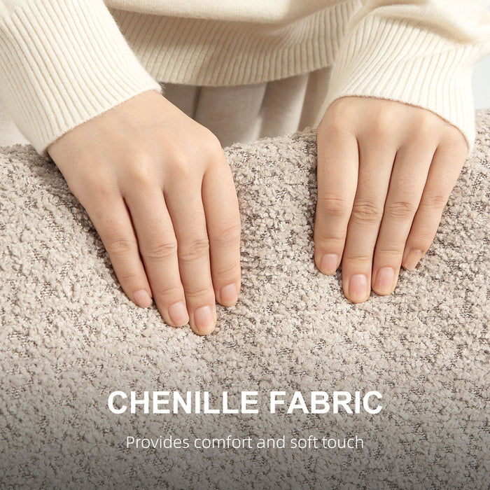 HOMCOM 2 Seater Sofa, 138 cm Loveseat Sofa with Removable Back Cushions, Chenille Fabric Small Couch Settee with S-springs for Living Room, Bedroom, Home Office, Light Brown