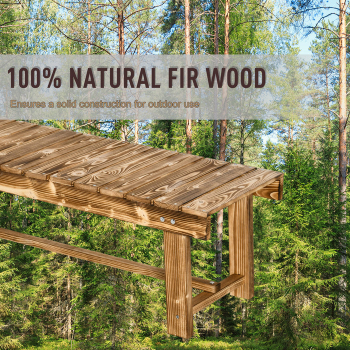 2-Seater Wooden Bench Set for Outdoor/Indoor - Garden Patio Loveseat, Fir Wood, Carbonised Finish - Ideal for Couples, 110L x 38W x 35H cm