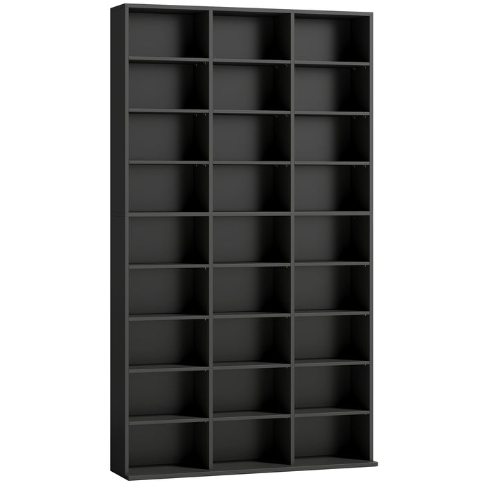 HOMCOM 835 CD/500 DVD Storage Unit, Blu-ray Media Storage Shelf with 27 Compartments and 21 Adjustable Shelves, Black