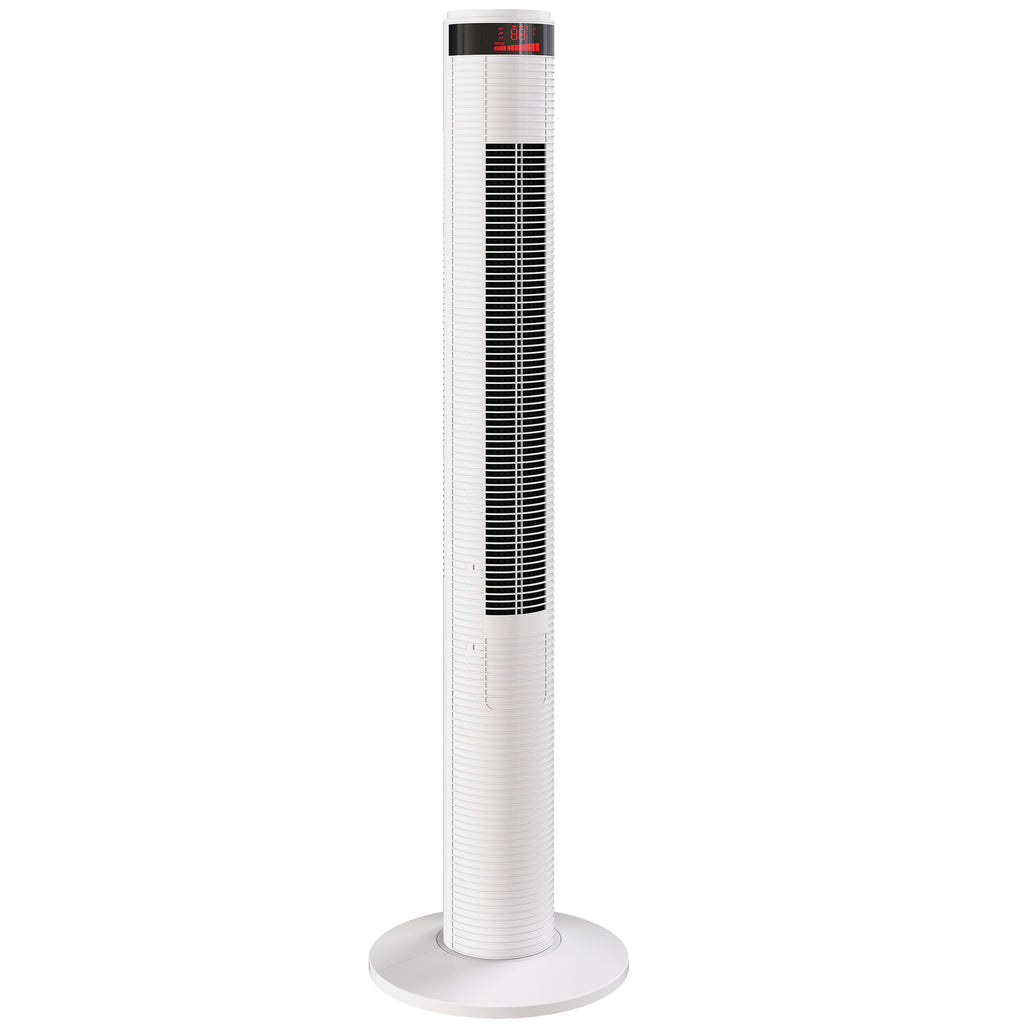 HOMCOM Oscillating Tower Fan Remote Control 3 Speed Modes Cooling Machine White
