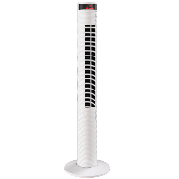HOMCOM Oscillating Tower Fan Remote Control 3 Speed Modes Cooling Machine White