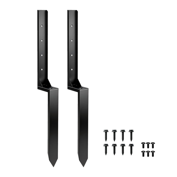 Outsunny 2 Pack Fence Post Repair Kit, 81 cm Metal Fence Post Support with Drill, Garden Ground Spikes for Broken Gate, Posts
