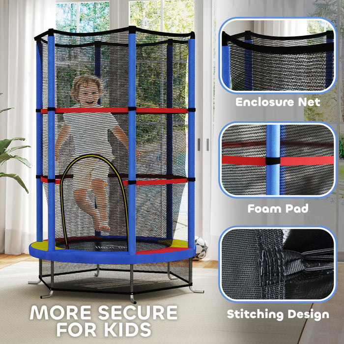 HOMCOM Kids Trampoline, with Enclosure Net, Steel Frame, for Ages 3-6 Years - MultiColoured