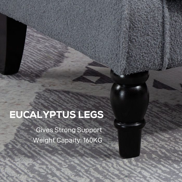 HOMCOM Wingback Accent Chair, Retro Upholstered Button Tufted Occasional Chair for Living Room and Bedroom, Grey