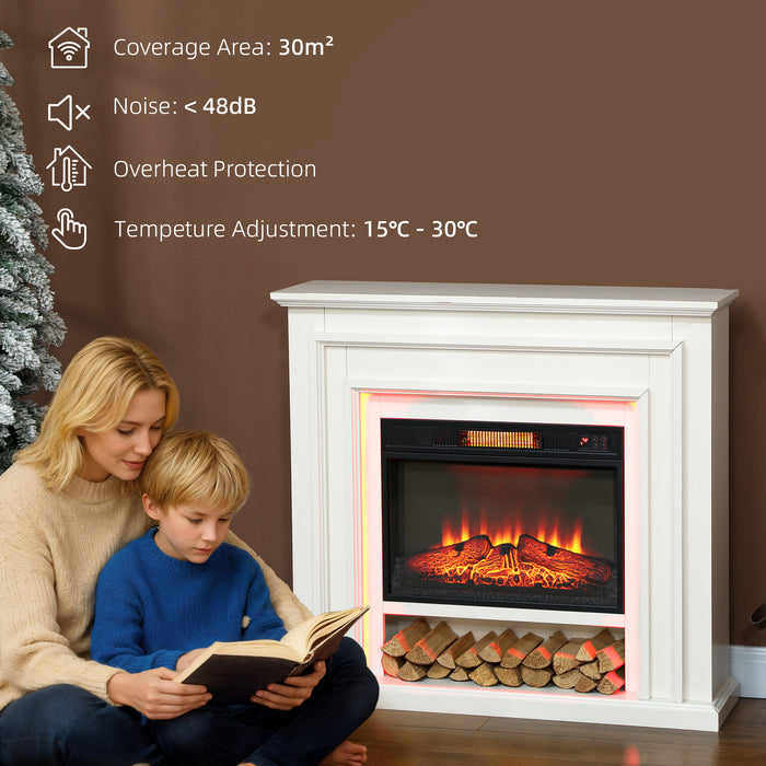 HOMCOM 4777 BTU Multicolour LED Electric Fireplace - White