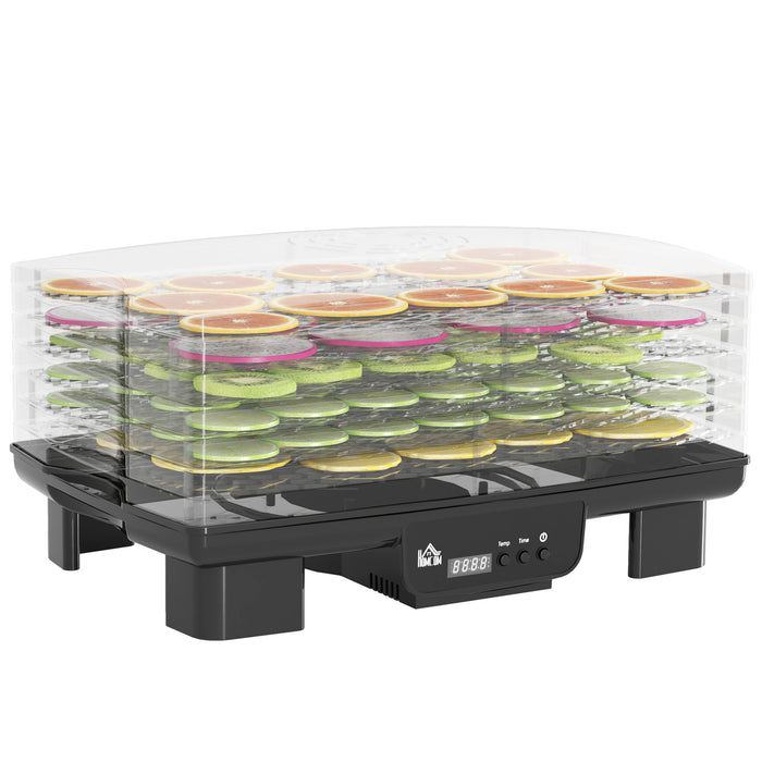 HOMCOM 6 Tray Food Dehydrator, 550W Food Dryer Machine with Adjustable Temperature, 48H Timer, for Drying Fruit, Meat, Vegetable, Jerky and Pet Treat, Black