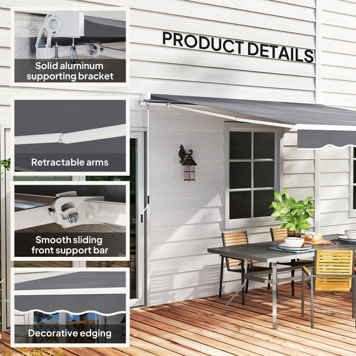 Outsunny Garden Retractable Awning - Dark Grey