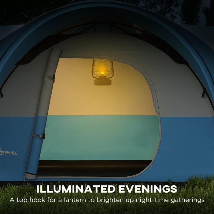 Family Camping Retreat - 3000mm Waterproof Tent for 5-6 People with Porch and Sewn-In Groundsheet - Ideal Portable Shelter with Carry Bag for Group Outings in Blue