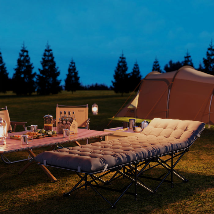 Outsunny 68cm Wide Folding Bed, Camping Cot for Adults with Mattress, Carry Bag, Storage Pocket, Max Load 150kg, Light Grey