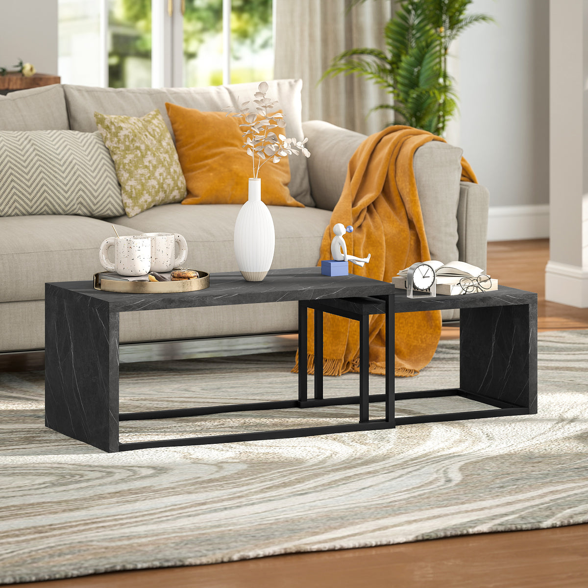 Photo inspiration: Homcom Coffee Tables Set Of 2 Industrial Nest Of Tables Photo Inspiration