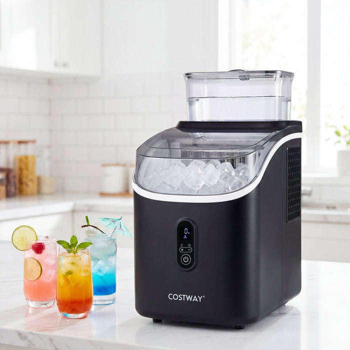 Ice Cube Maker Countertop w/ External Tank & Self-Cleaning 13 Thickness Levels-