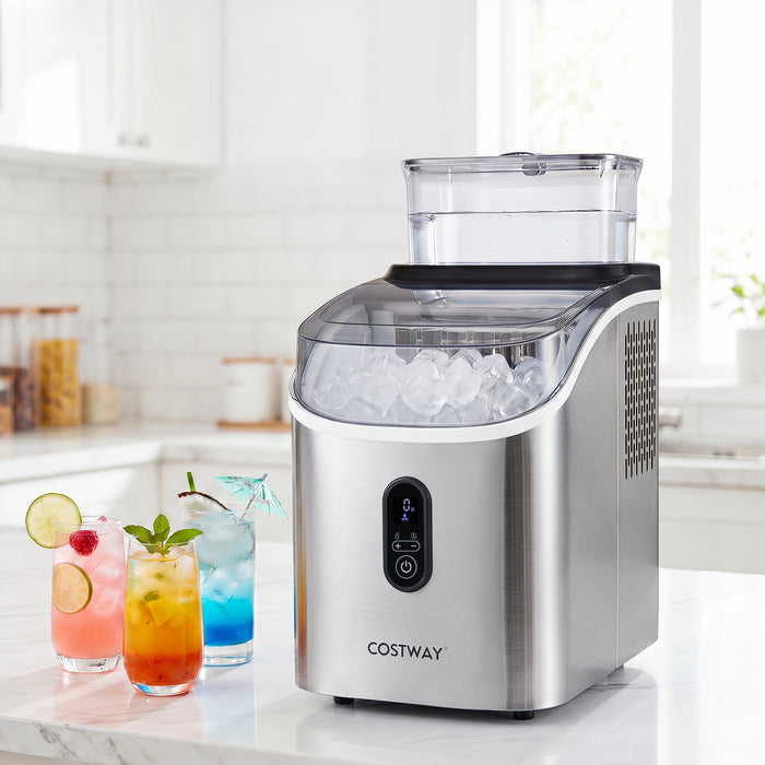 Ice Cube Maker Countertop w/ External Tank & Self-Cleaning 13 Thickness Levels-