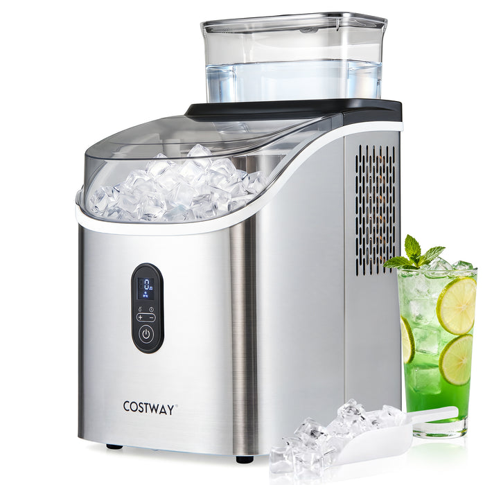 Ice Cube Maker Countertop w/ External Tank & Self-Cleaning 13 Thickness Levels-